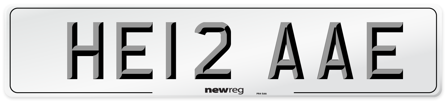 HE12 AAE Number Plate from New Reg